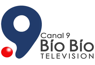 Logo for Canal Bio Bio Televisión featuring a blue map-pin symbol and a red dot next to the gray text 'canal BioBio TELEVISION'